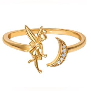 Disney Cubic Zirconia Tinkerbell Moon Cuff Ring 18k Gold-Plated
Sterling Silver